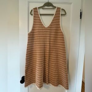 Rylee + Cru Cream and Tan Striped Knit Mini Dress